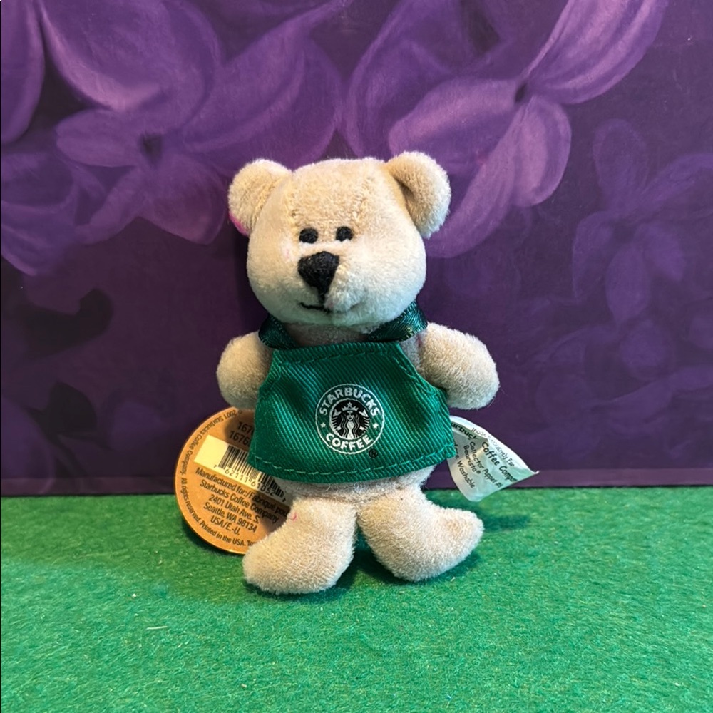 Starbucks Plush Bear Finger Puppet with Green Outfit